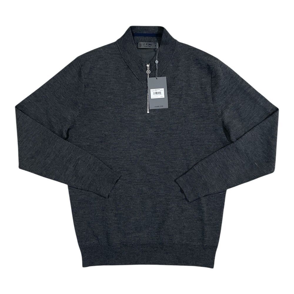 G/Fore G4 Golf Sweater Sleeve Logo 1/4 Zip Small Charcoal Wool NWT MSRP $255